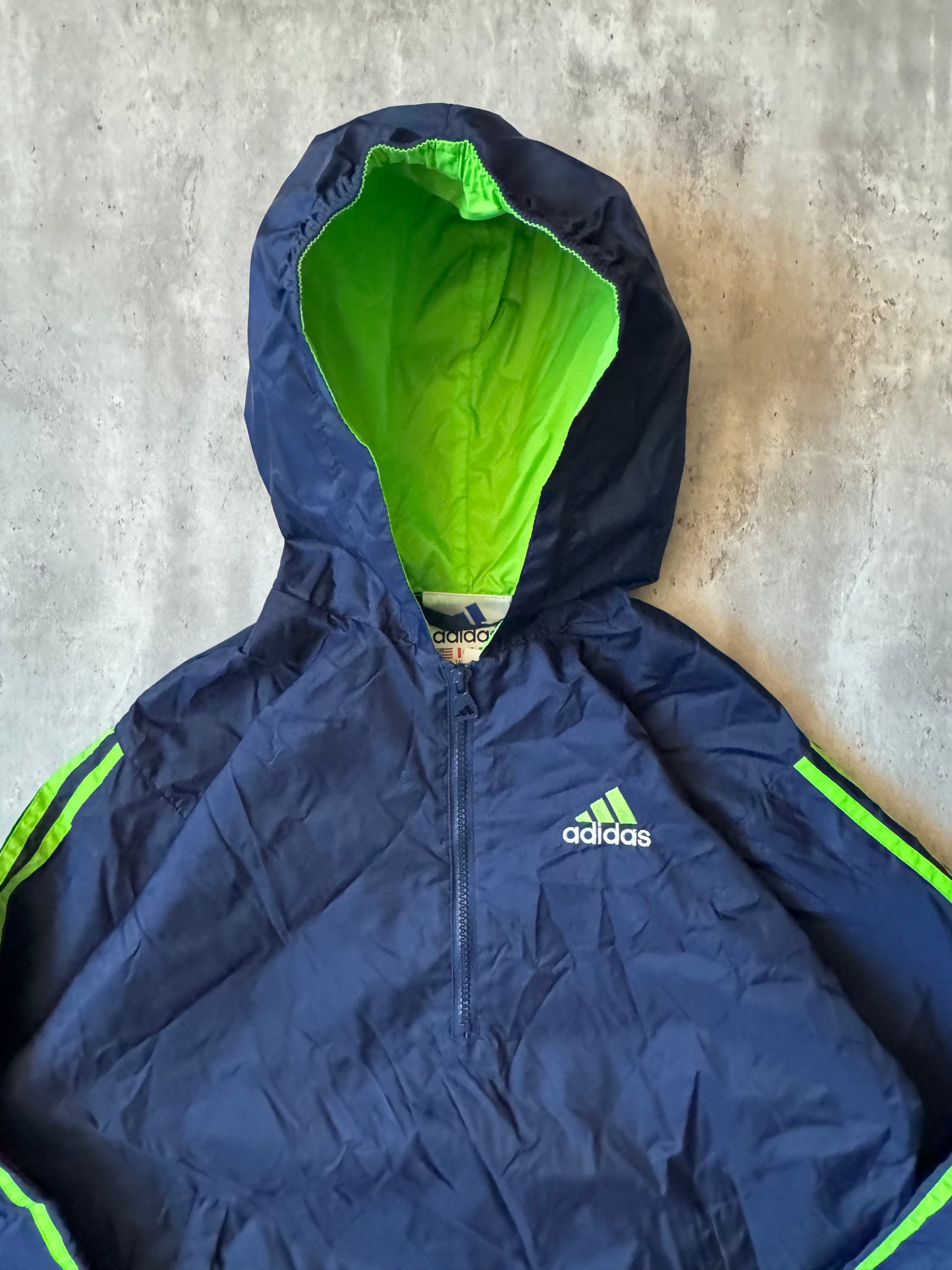 90's Adidas Hooded Windbreaker - M
