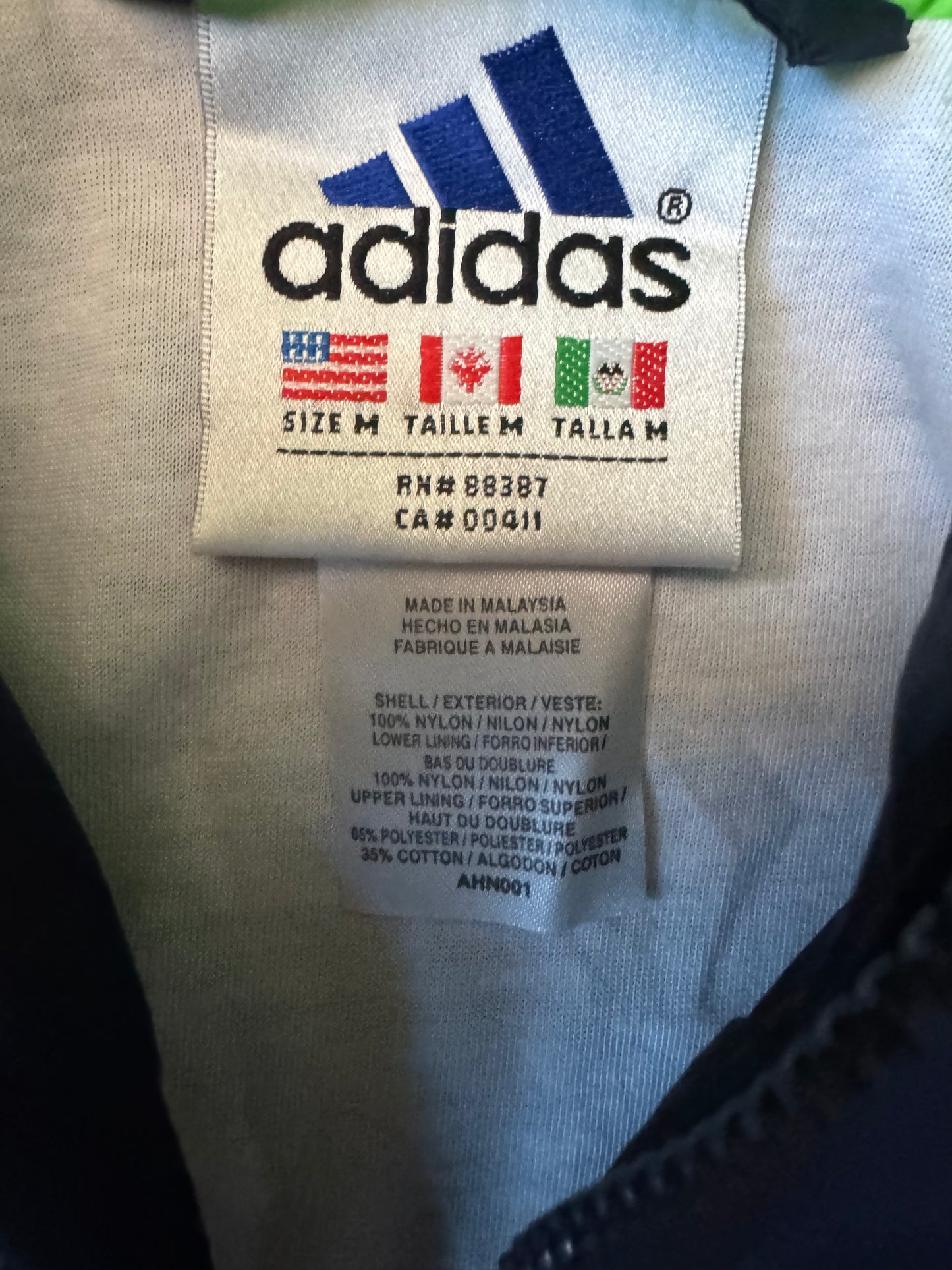 90's Adidas Hooded Windbreaker - M