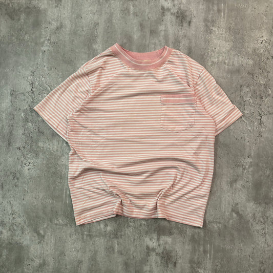 Vintage 1990's Striped T-shirt Pink/White - M