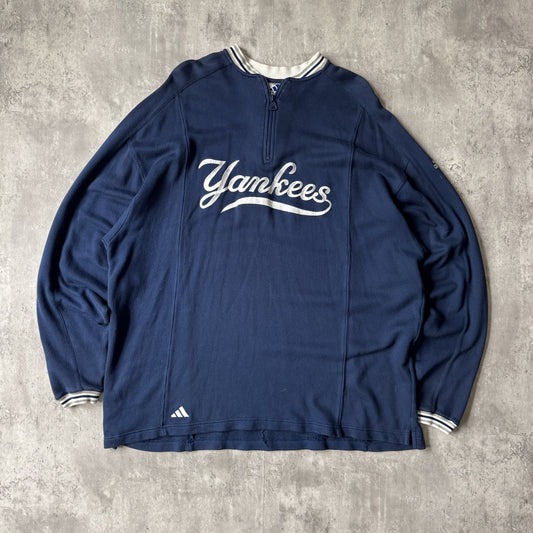 90s Adidas Yankees Navy Blue Pullover Sweatshirt - XL