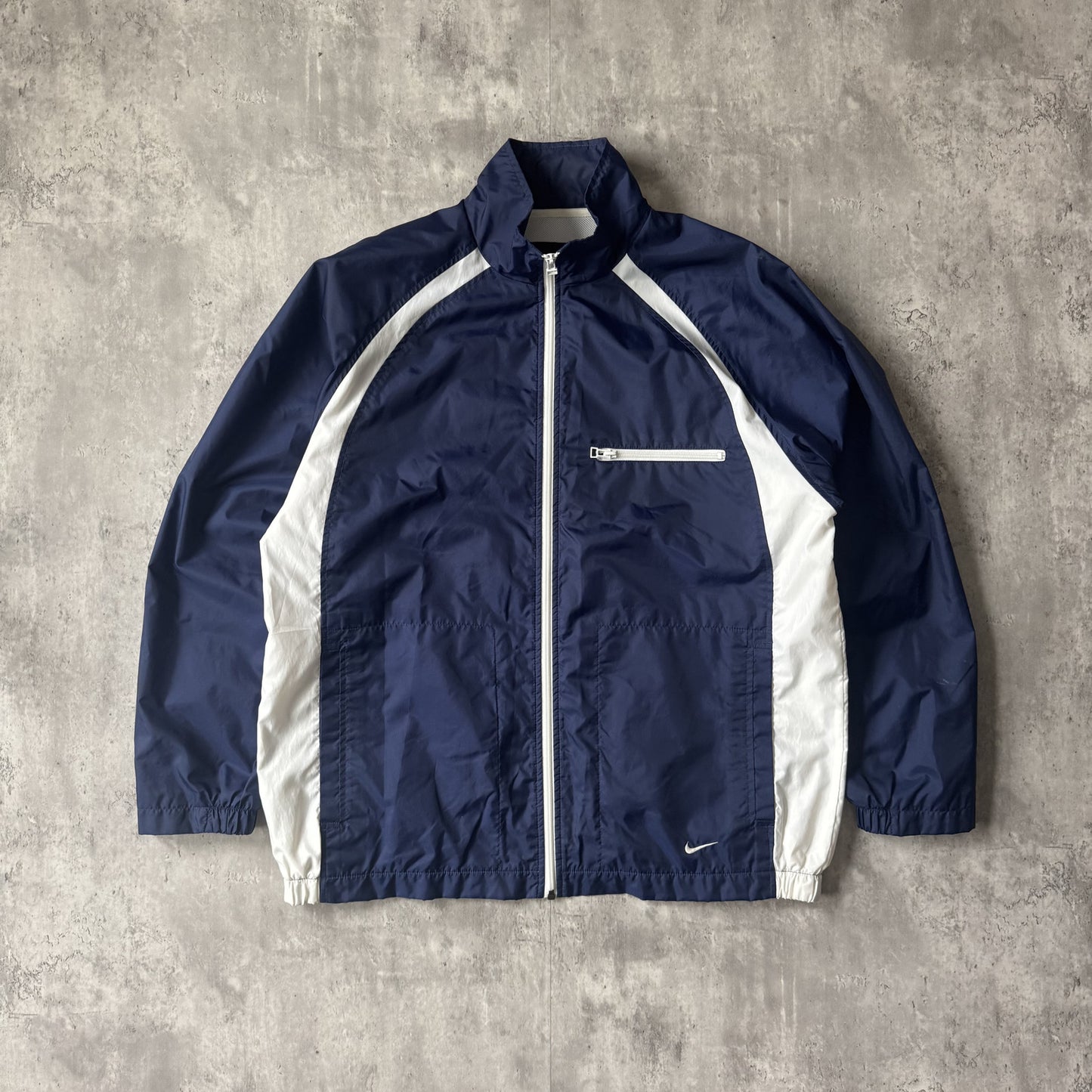 90s Nike Navy and White Windbreaker Jacket - M