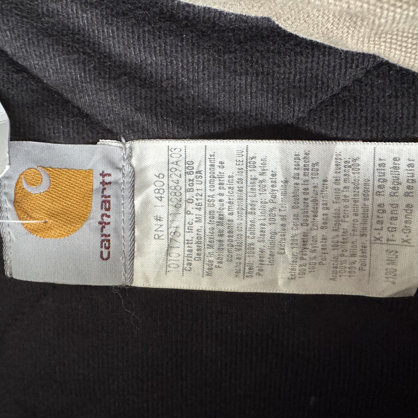 00s Carhartt Hooded Work Jacket Brown Quilted Lining - XL
