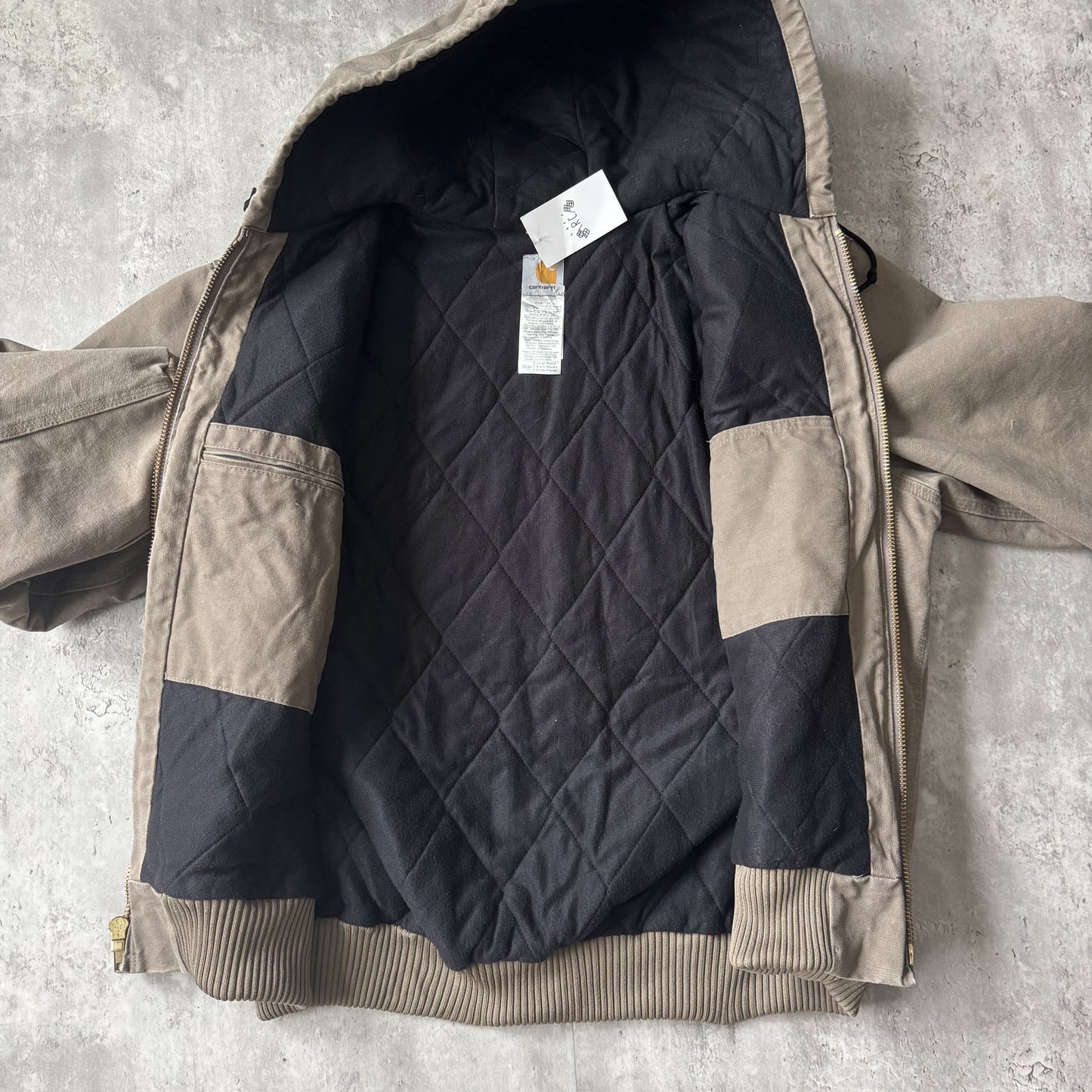 00s Carhartt Hooded Work Jacket Brown Quilted Lining - XL