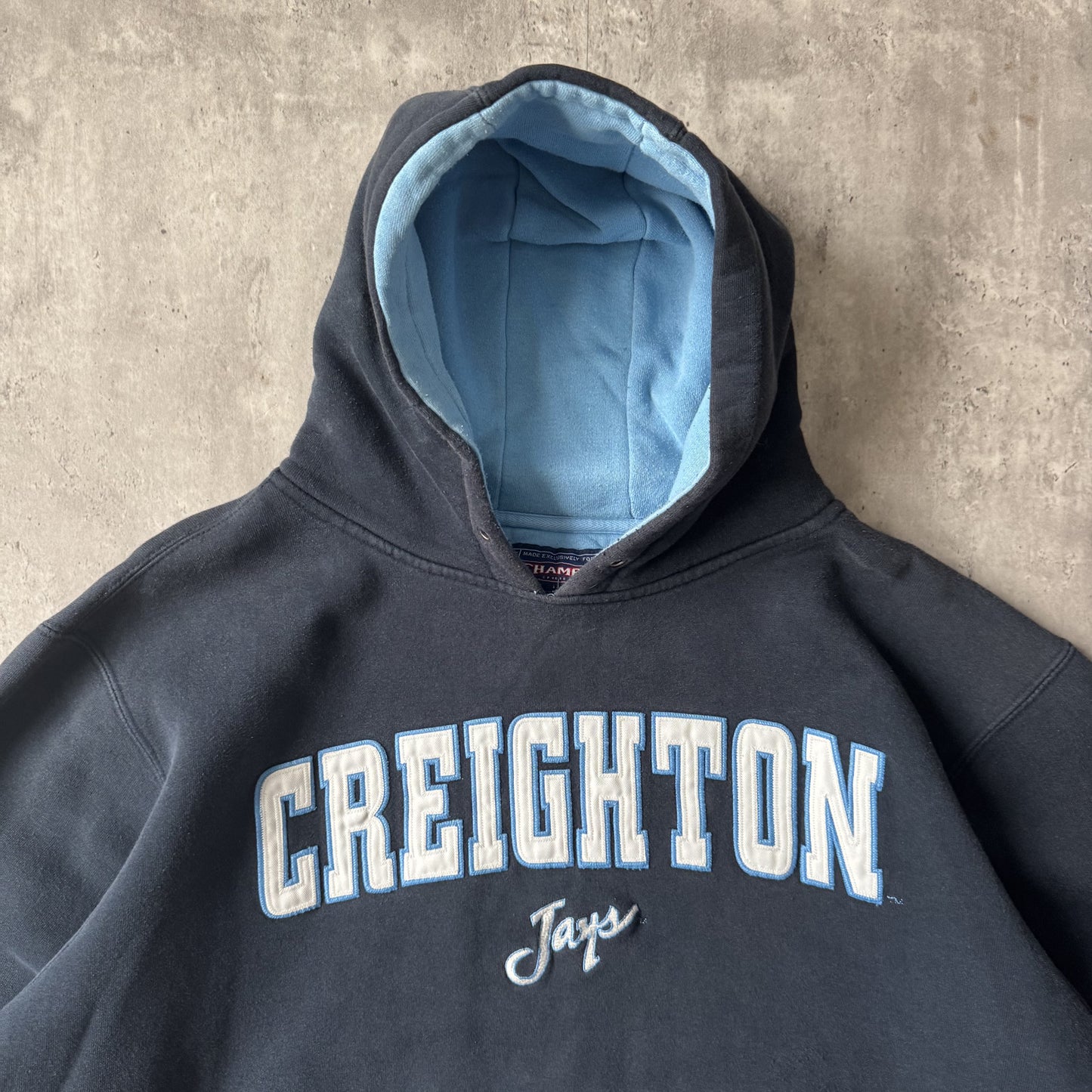 00s Creighton Jays Black and Light Blue Hoodie - XL
