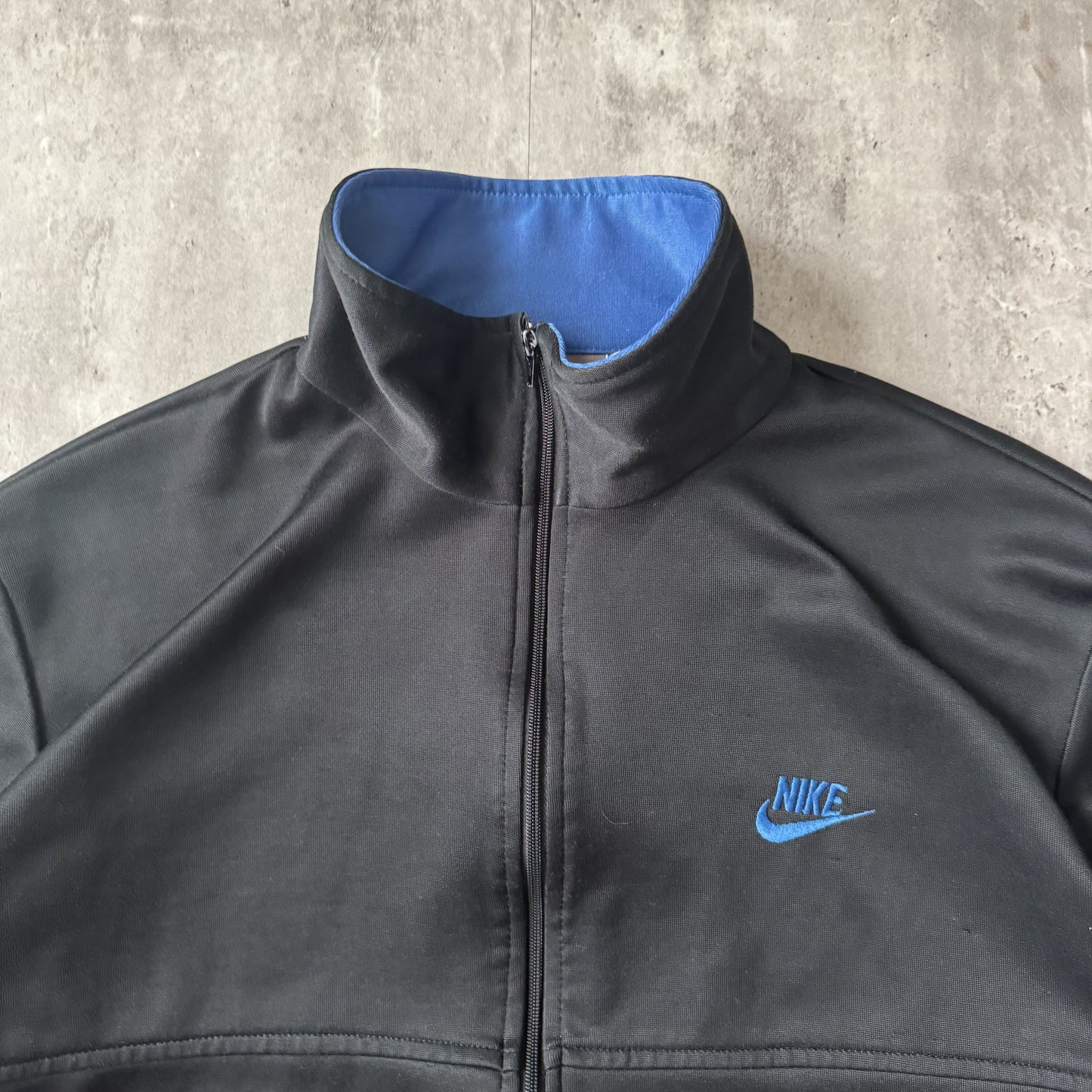 90s Vintage Nike Black and Blue Track Jacket - XL