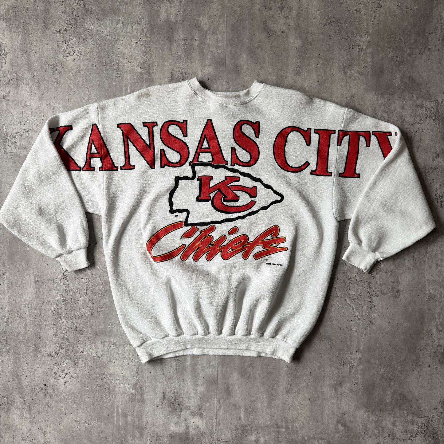 Vintage 90s Kansas City Chiefs Spellout Sweatshirt - XL