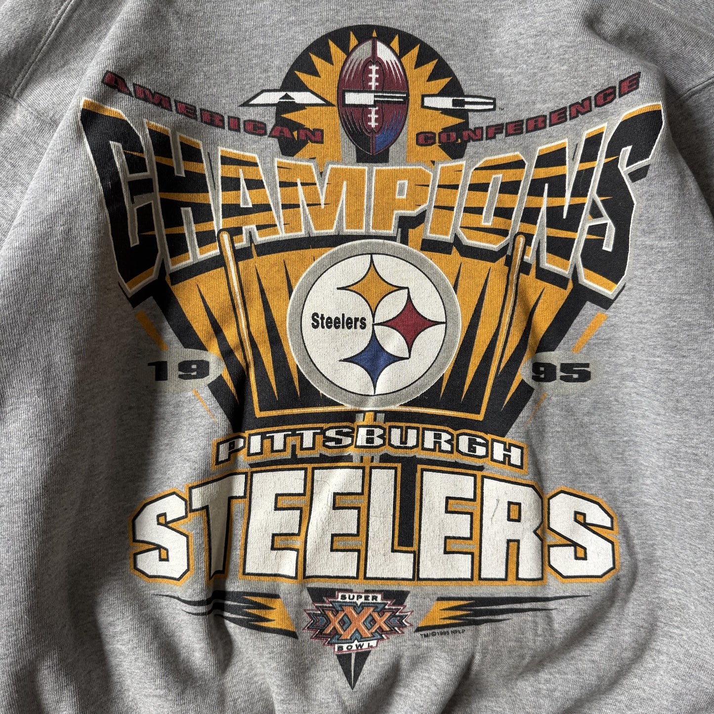Vintage 1995 Pittsburgh Steelers Champions Gray Crewneck - M