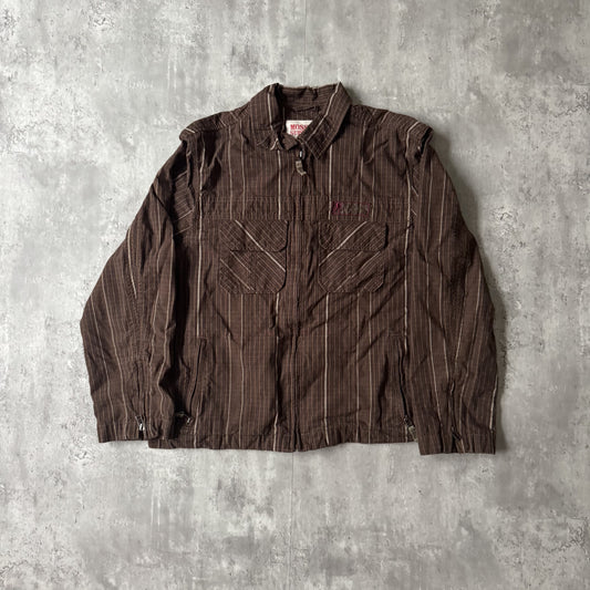 2000s Mossimo Supply Co. Brown Striped Button-Up Jacket - L