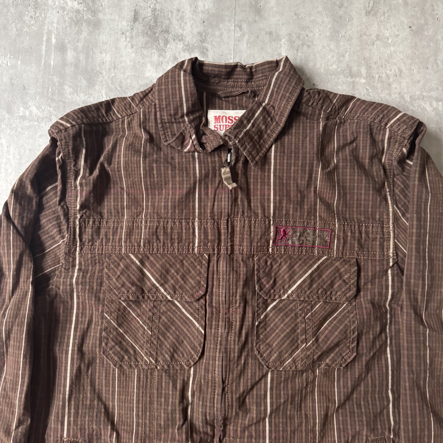 2000s Mossimo Supply Co. Brown Striped Button-Up Jacket - L