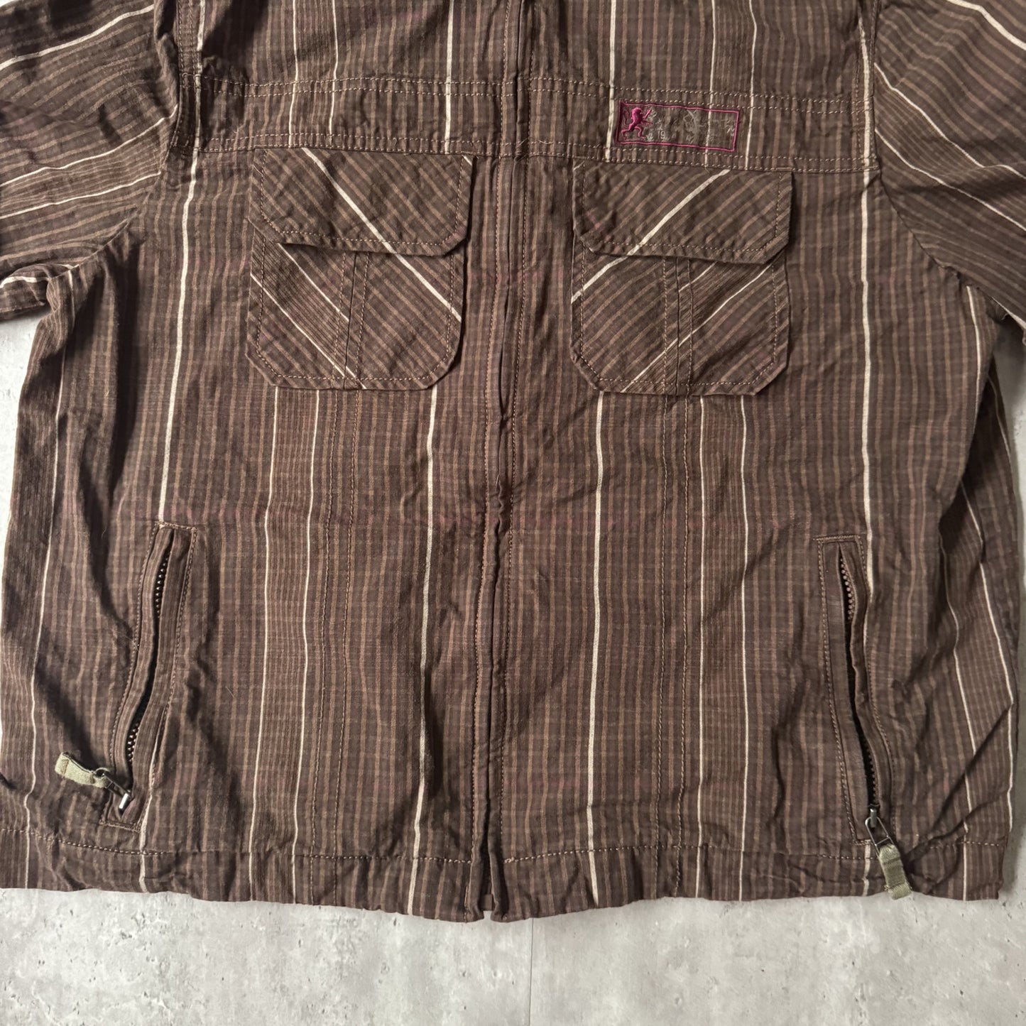 2000s Mossimo Supply Co. Brown Striped Button-Up Jacket - L