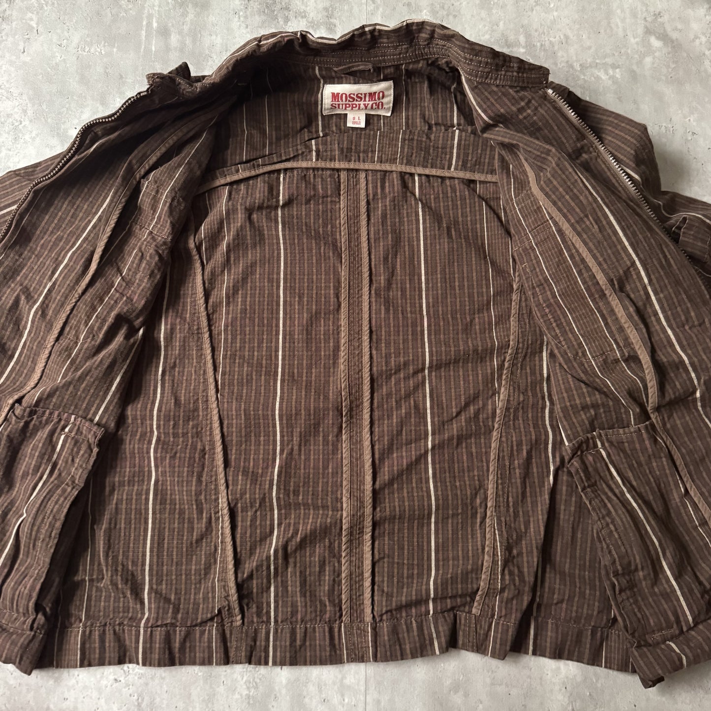 2000s Mossimo Supply Co. Brown Striped Button-Up Jacket - L