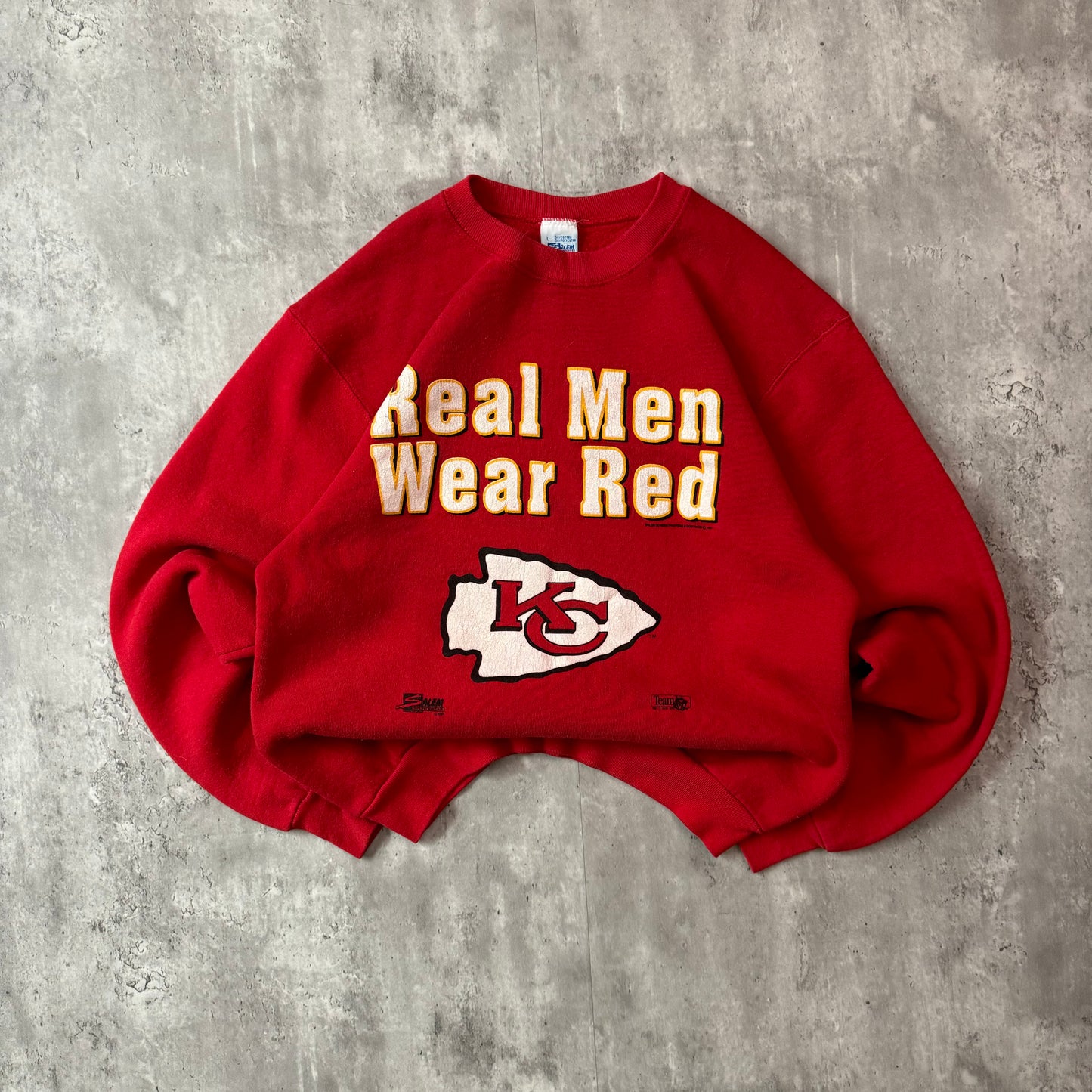 Vintage 1990's KC Chiefs Real Men Wear Red Sweatshirt - L