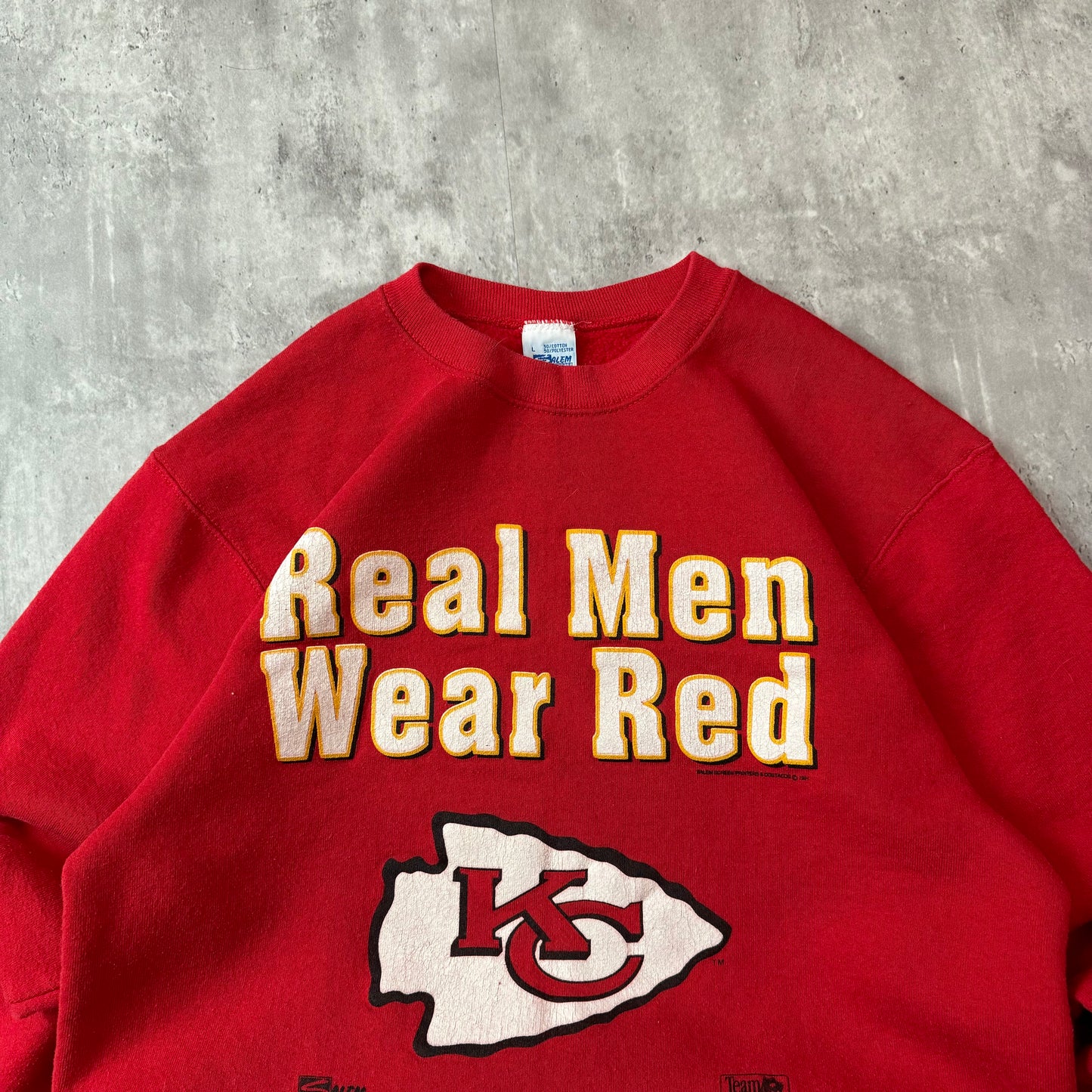 Vintage 1990's KC Chiefs Real Men Wear Red Sweatshirt - L