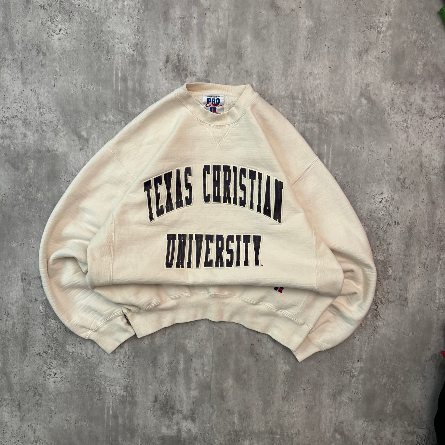 Vintage 90's TCU Heavyweight Russell Crewneck Sweatshirt - L