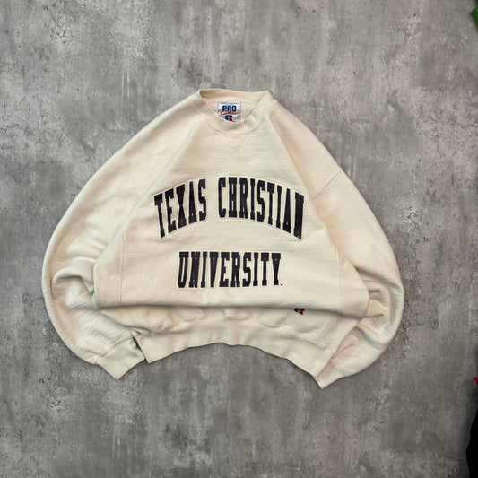 Vintage 90's TCU Heavyweight Russell Crewneck Sweatshirt - L