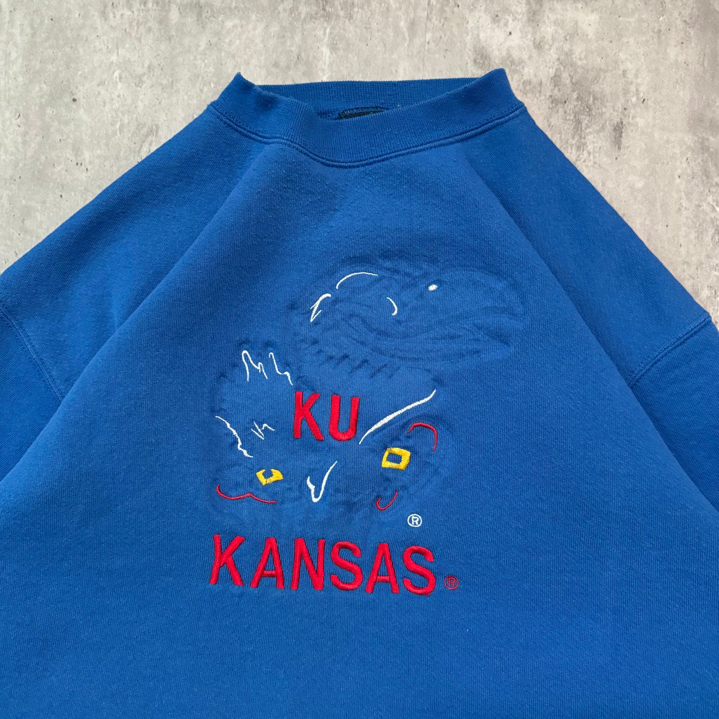 Vintage 90's Kansas Abstract Jayhawk Crewneck Sweatshirt - L