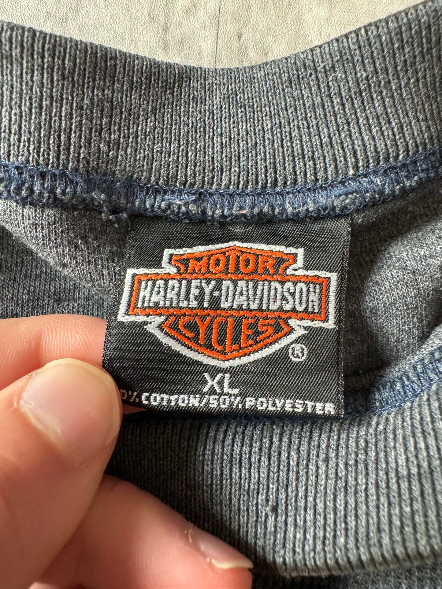 Vintage Y2K Harley Davidson Thermal Sweatshirt - XL