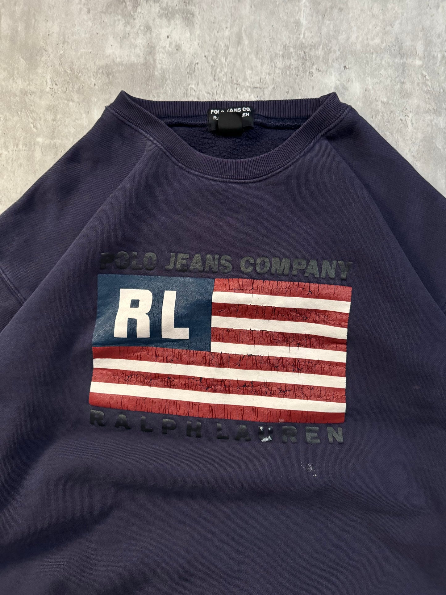 Vintage Polo Jeans Flag Sweatshirt - M