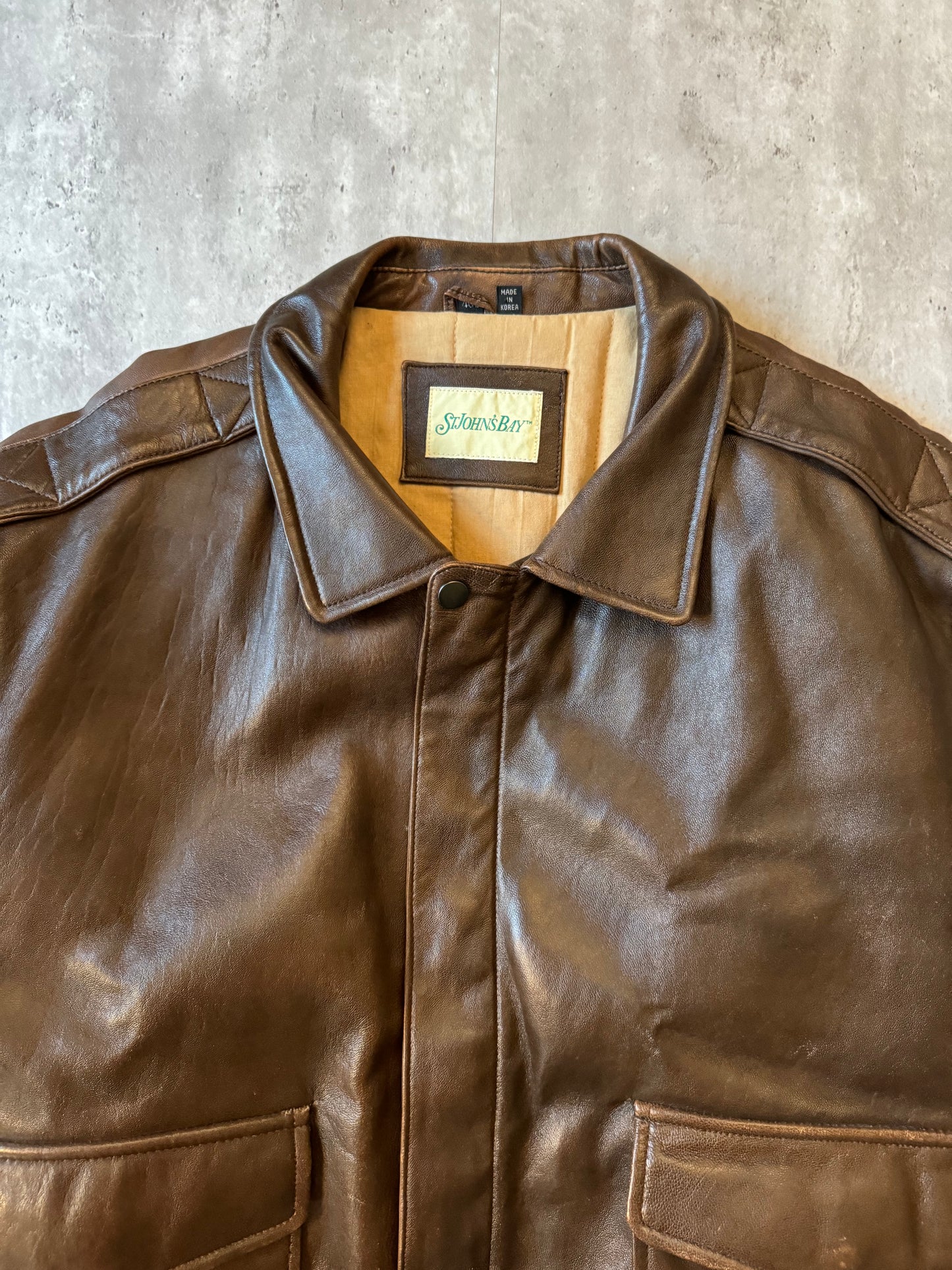 St. John's Bay Leather Jacket Brown - 46L