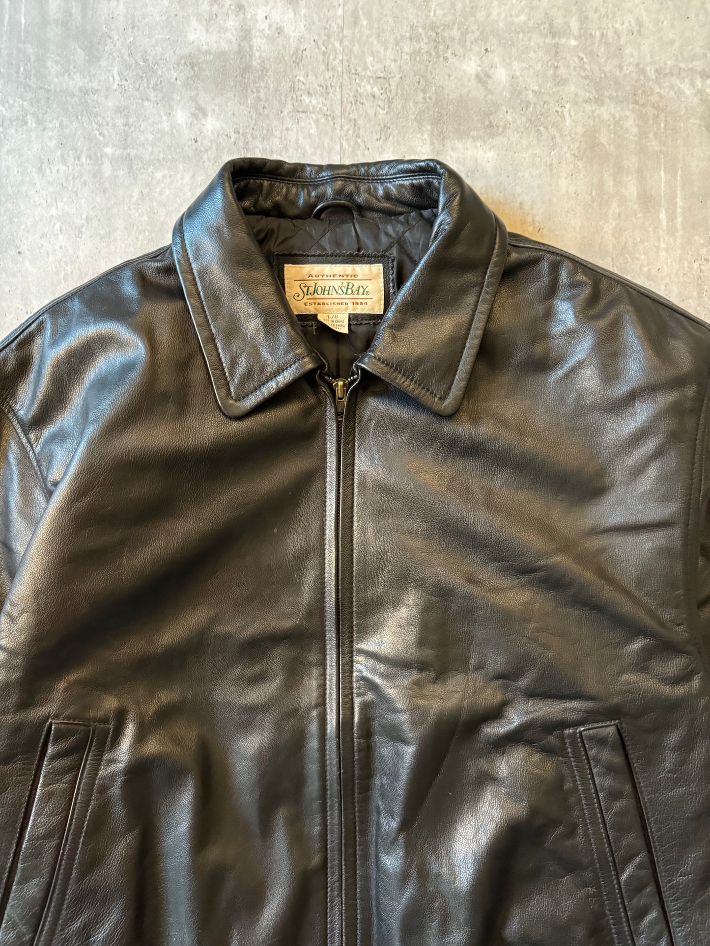 St. John's Bay Leather Jacket Black - L