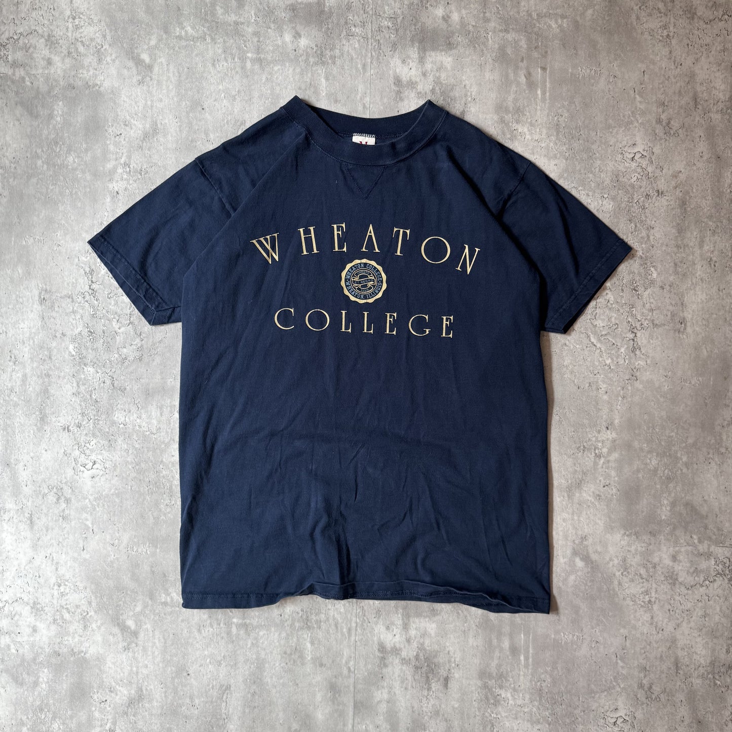 Vintage Wheaton College Navy Blue T-Shirt M Cotton USA