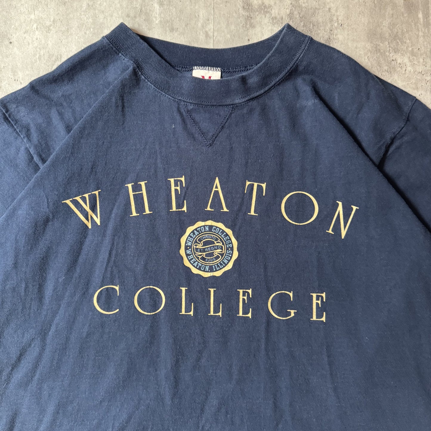 Vintage Wheaton College Navy Blue T-Shirt M Cotton USA