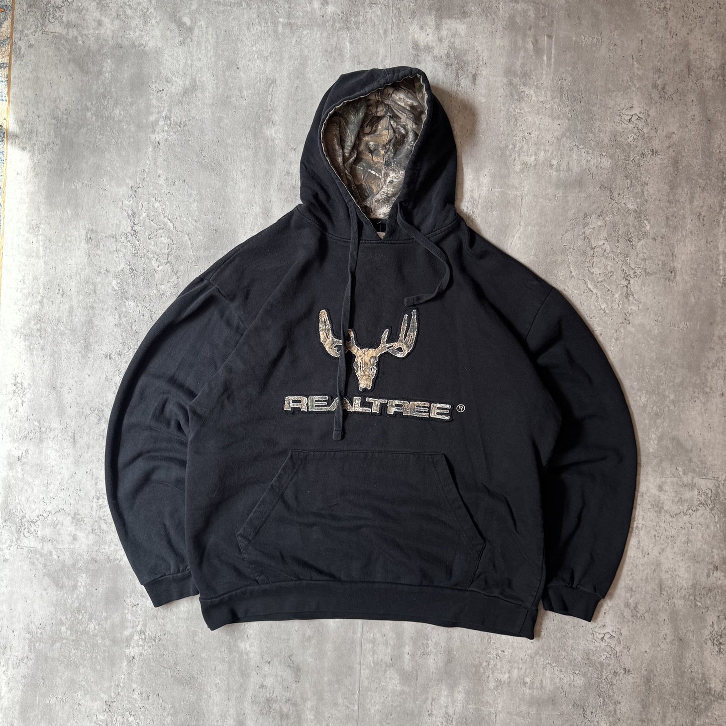 Realtree Black Hoodie with Camo Lining Size L