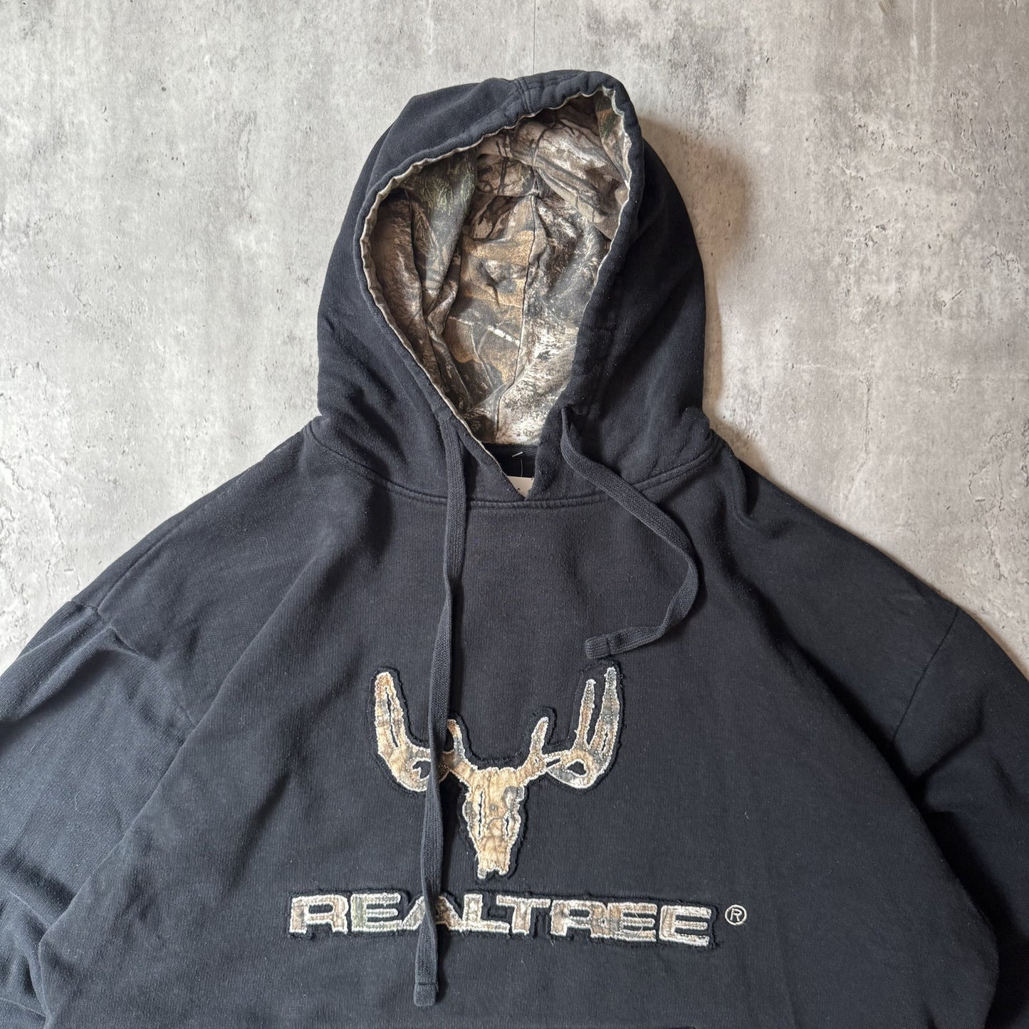 Realtree Black Hoodie with Camo Lining Size L