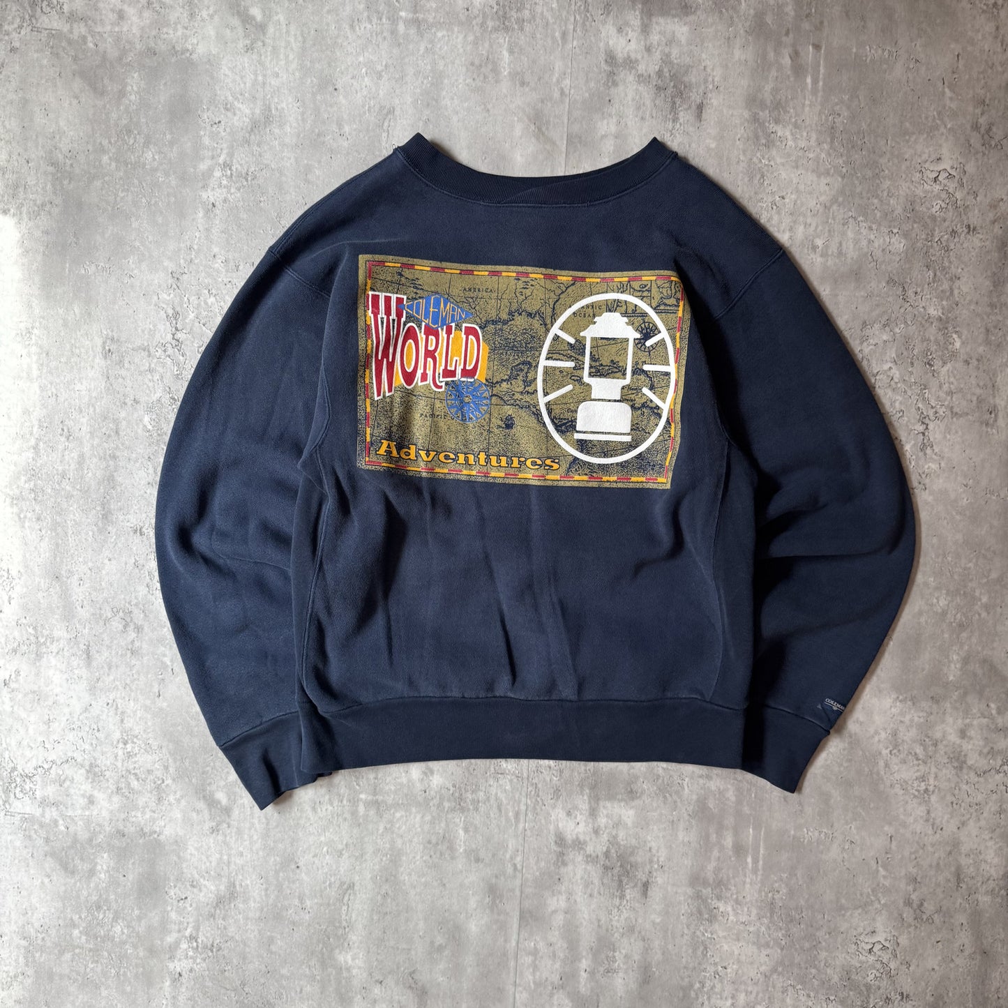 Coleman Outdoors Navy Blue Large Sweatshirt with World Map L