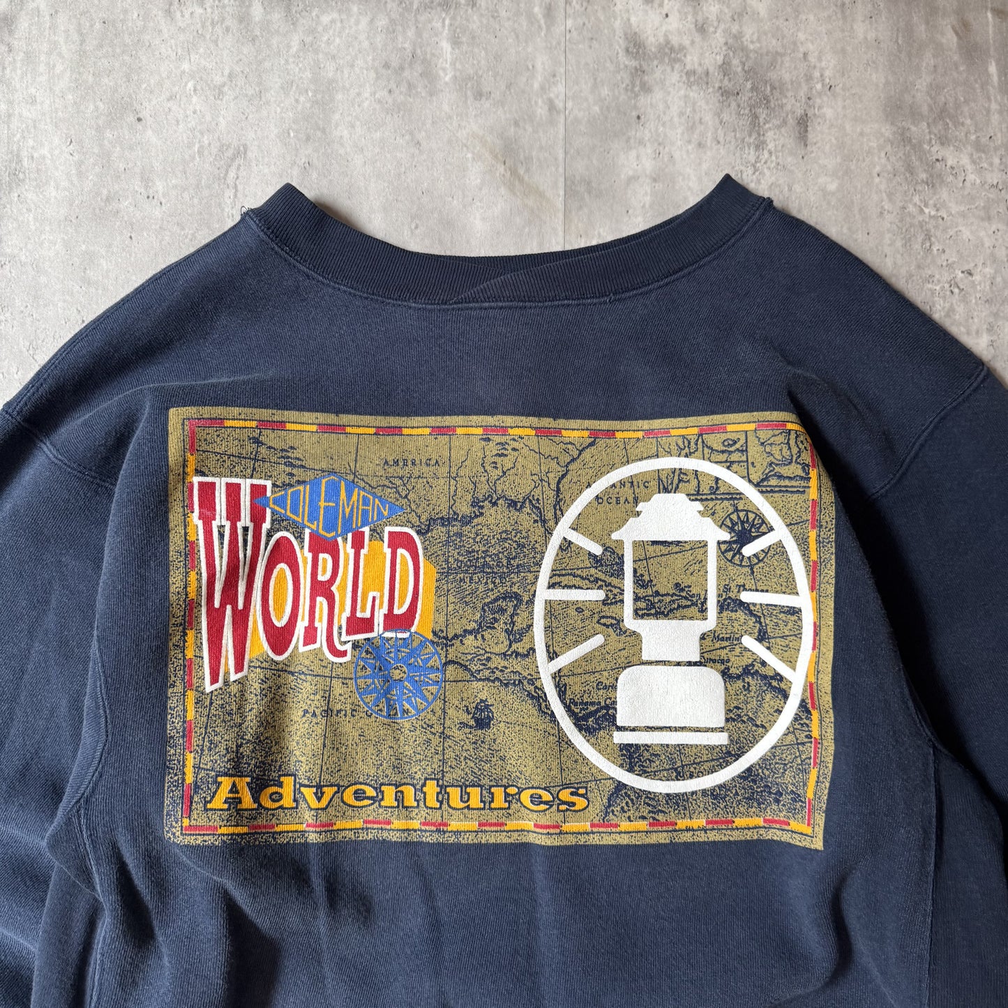 Coleman Outdoors Navy Blue Large Sweatshirt with World Map L