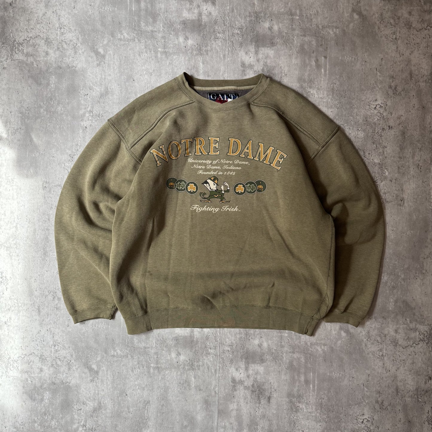 Galt Sand Olive Green Notre Dame Sweatshirt - L
