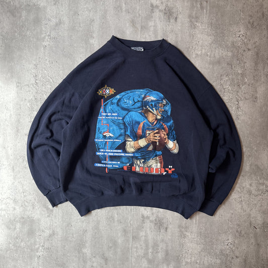 Vintage Lee Navy Denver Broncos John Elway Sweatshirt - XL