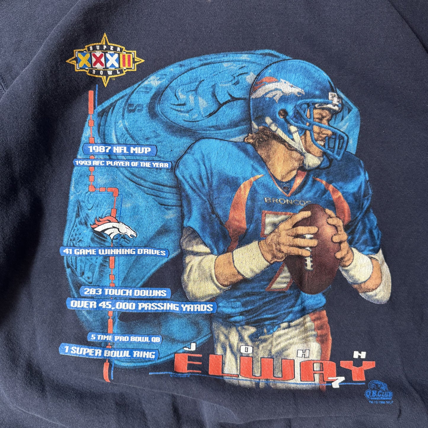 Vintage Lee Navy Denver Broncos John Elway Sweatshirt - XL
