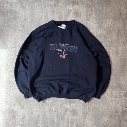 Vintage 2001 AFC Champions Patriots Navy Sweatshirt - L