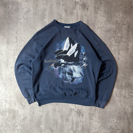 Lee Cotton Blend SeaWorld Graphic Sweatshirt Navy Blue - L