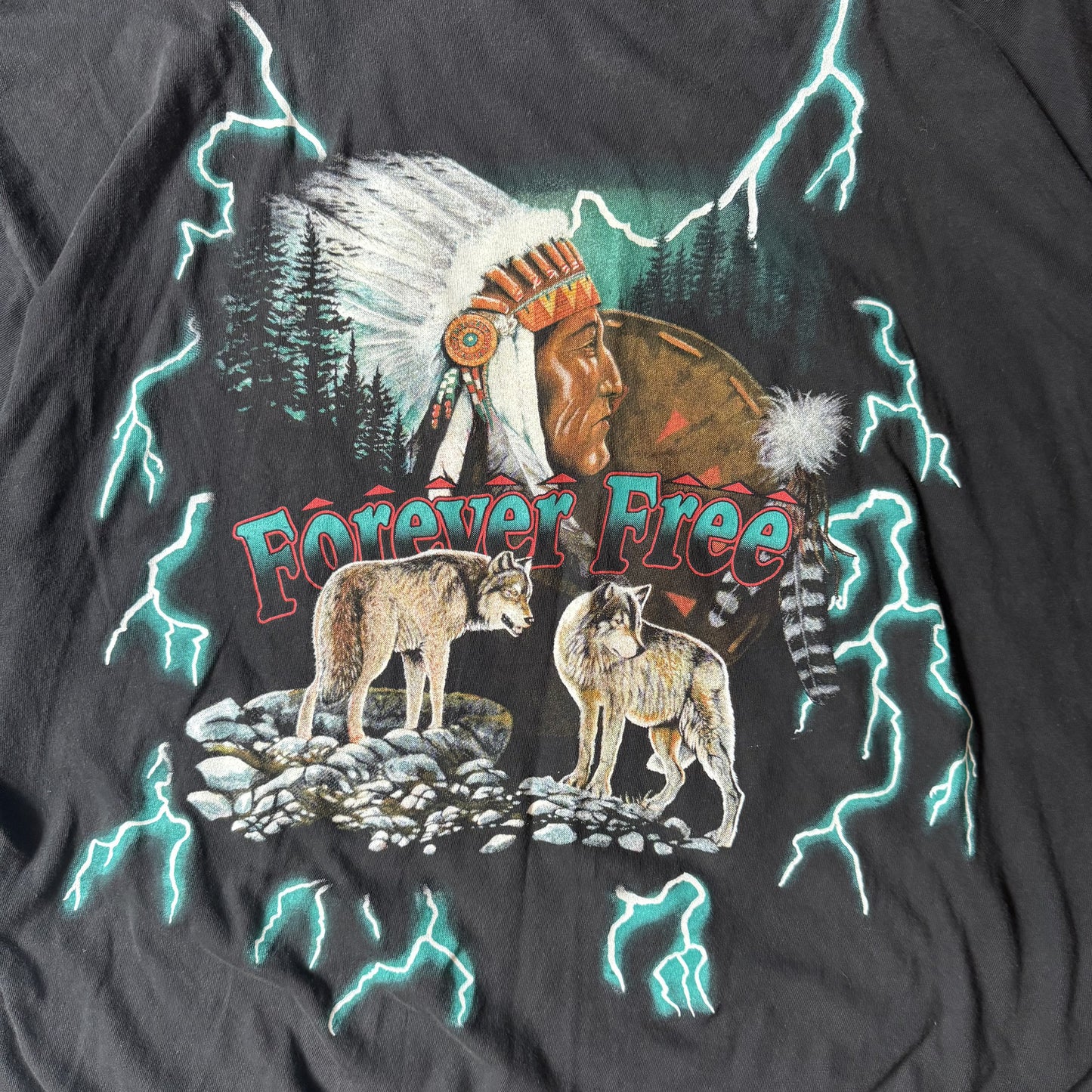 Vintage Forever Free USA Thunder Graphic T-Shirt - XXL