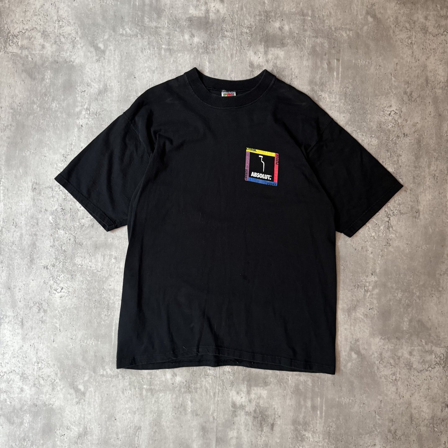 Vintage 90's Absolut Vodka Black Graphic T-Shirt - L