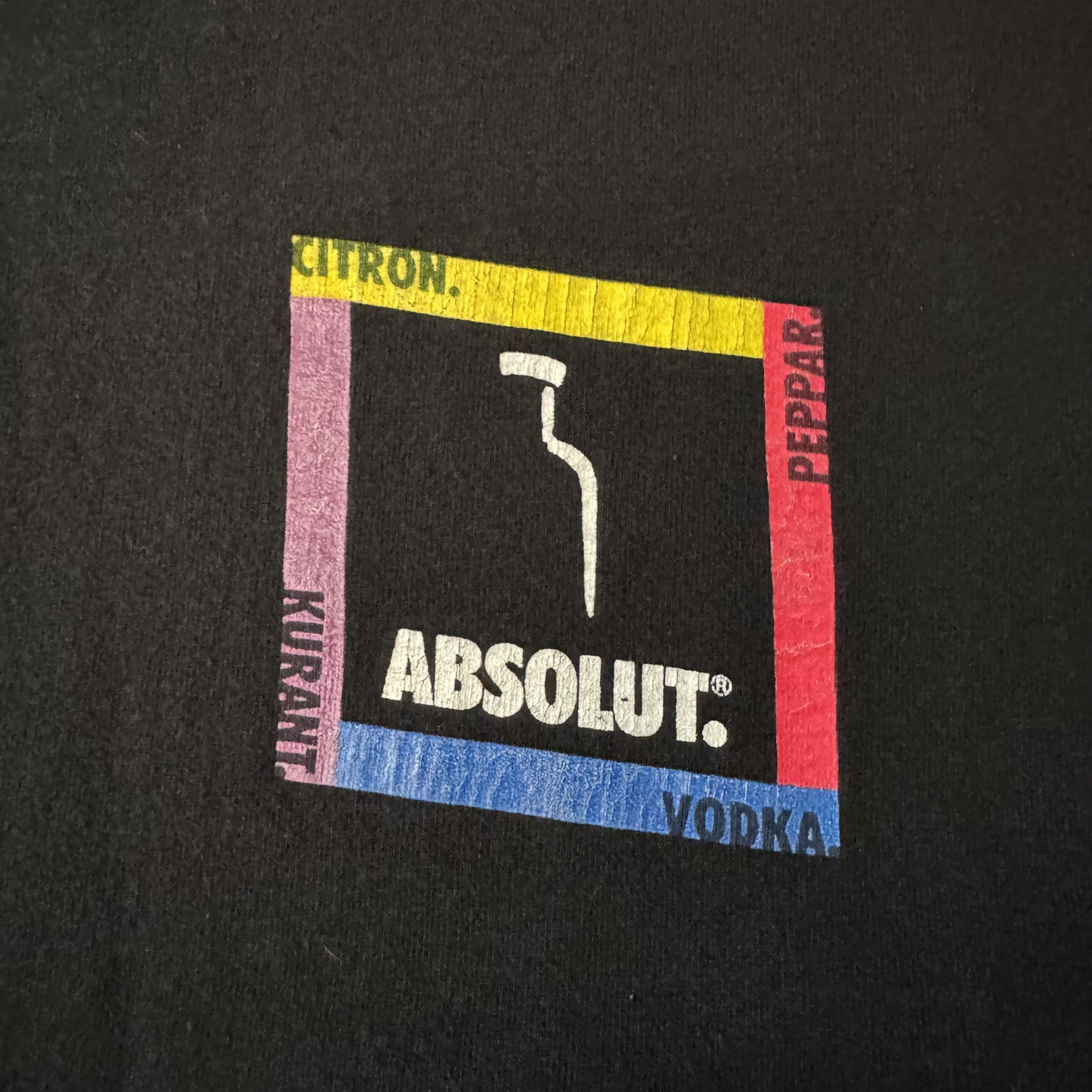 Vintage 90's Absolut Vodka Black Graphic T-Shirt - L