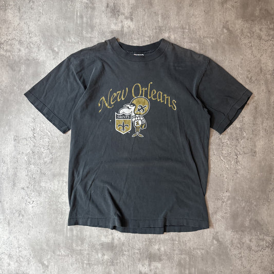 Vintage New Orleans Saints Black Graphic T-Shirt - XL