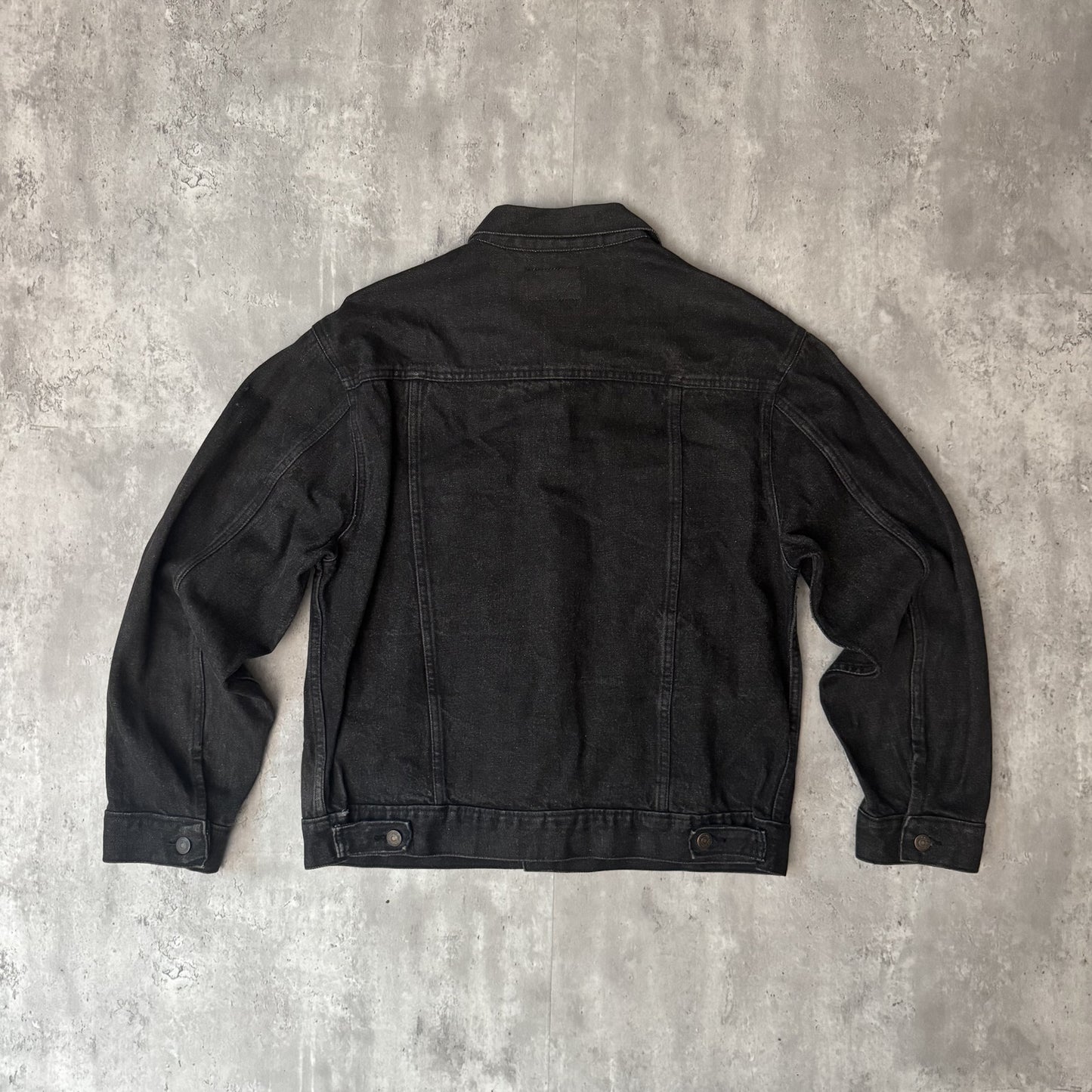 90's GAP Pioneer Black Denim Trucker Jacket - L