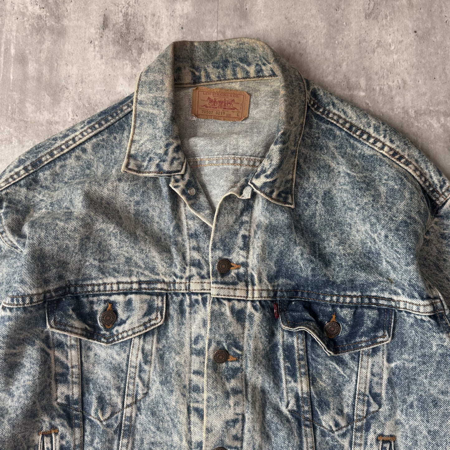 Vintage 80s Levi's 70507 Acid Wash Denim Jacket - L