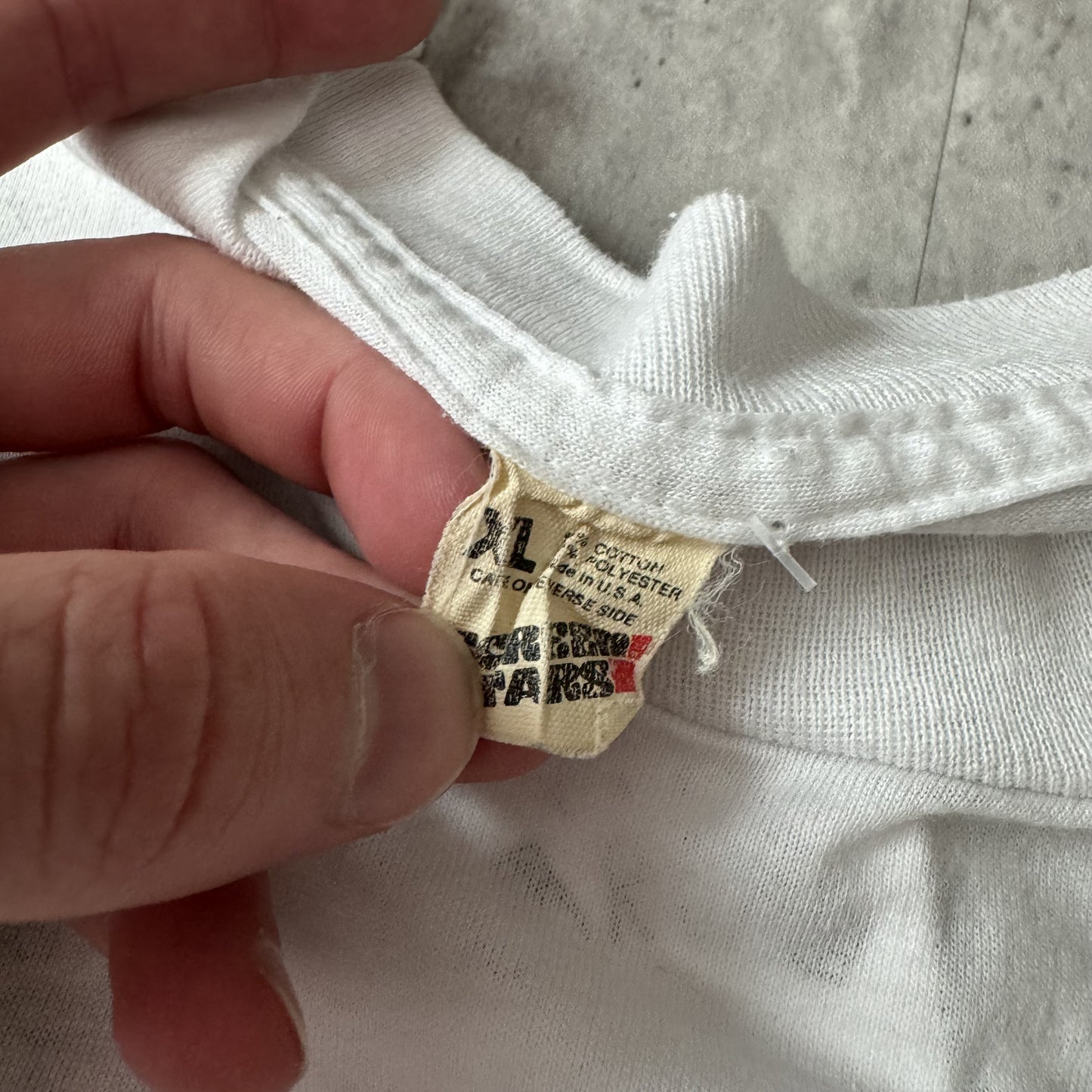 Vintage 80s White Newport Graphic Suspender T-shirt - XL