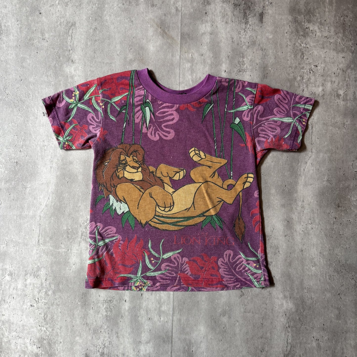 Vintage 90s Simba The Lion King Purple AOP T-Shirt Size 3T