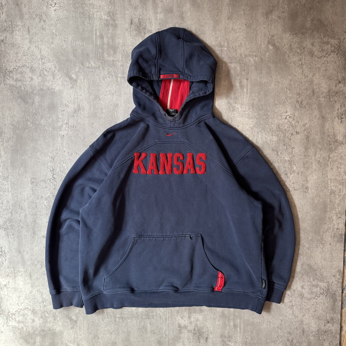 90s Nike Center Swoosh Kansas Navy Hoodie - XL