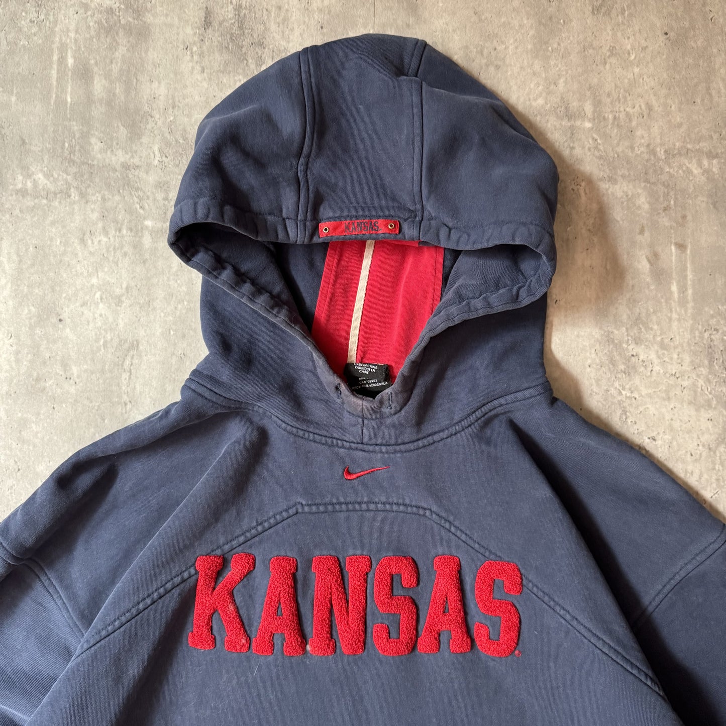 90s Nike Center Swoosh Kansas Navy Hoodie - XL