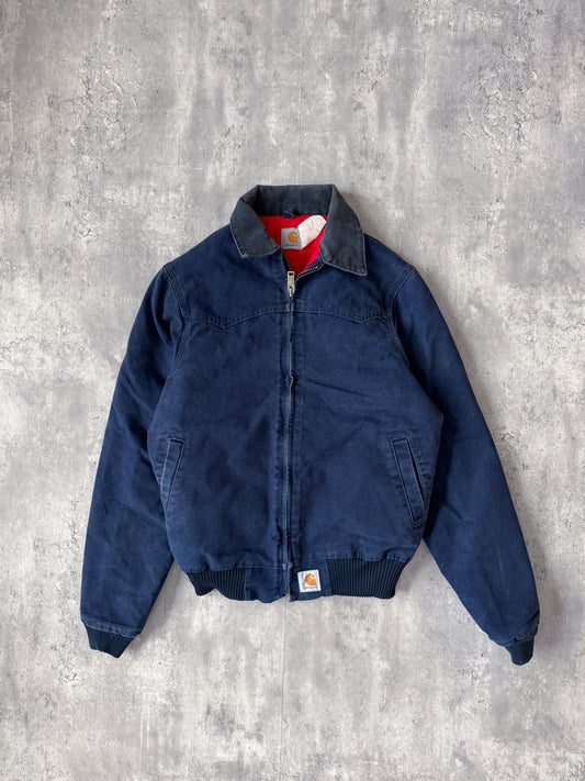 80's Petrol Blue Carhartt Santa Fe Quilted Jacket - M